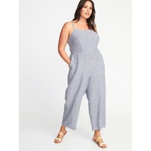 Old Navy Chambray Striped Spaghetti Strap Jumpsuit